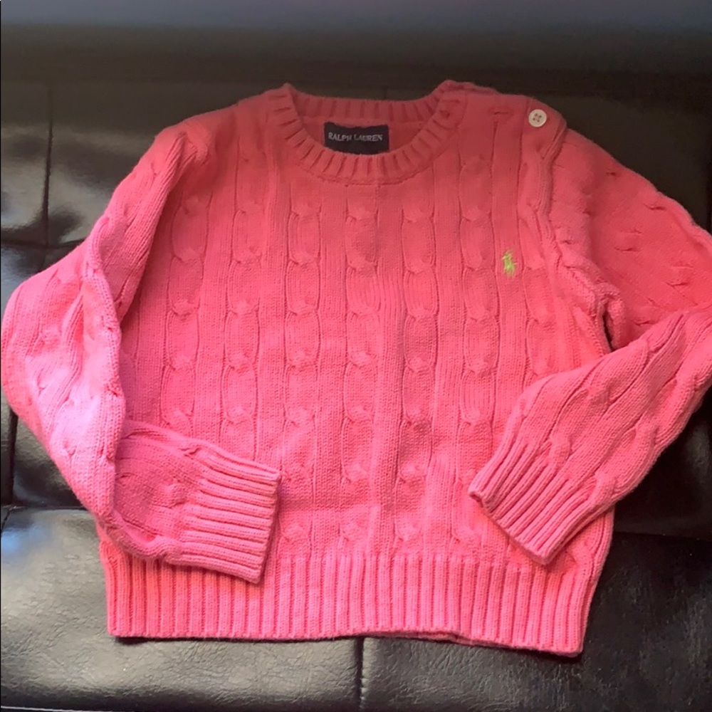 Ralph Lauren 3T Girls Pink Cable Knit Sweater